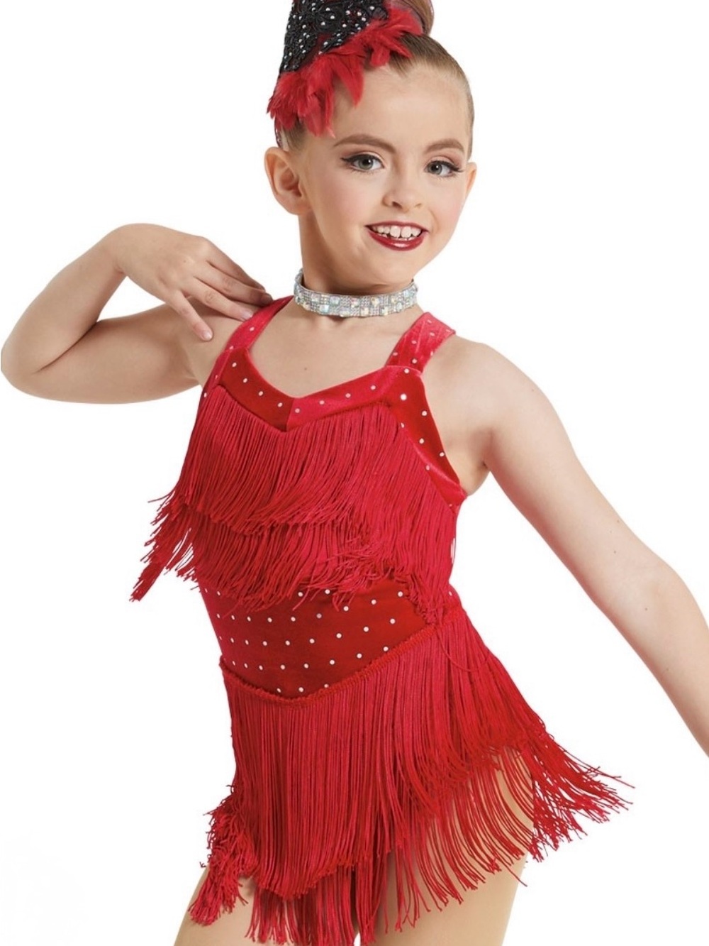 Weissman All That Jazz Red Fringe Dance costume Child IC